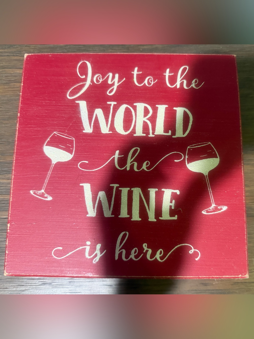 Joy to the World Wine-Themed Decorative Wall Plaque - Red